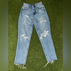 Aeropostale Light Blue Distressed Straight Leg Jeans